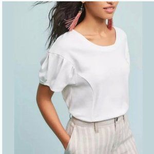 Anthropologie 9-H15 STCL White Puff Sleeve Top S